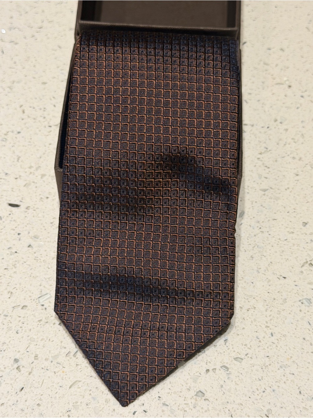 Patek Philippe Men's Geometric Tie in Brown and Navy